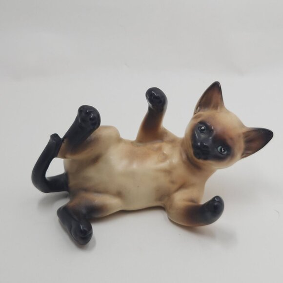 Lefton's Other - Vintage Lefton's Siamese Playing Kitten Cat Figurine Porcelain 1960's #H4032